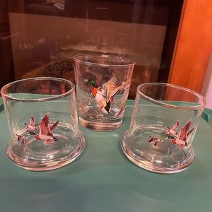 Vintage Avon mallard duck lowball glasses (2)and a bonus Libby mallard glass (1)